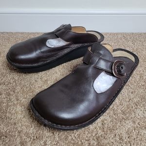 Alegria‎ Leather Slip On Mules Slides Chocolate Brown Size 38 Alg-602